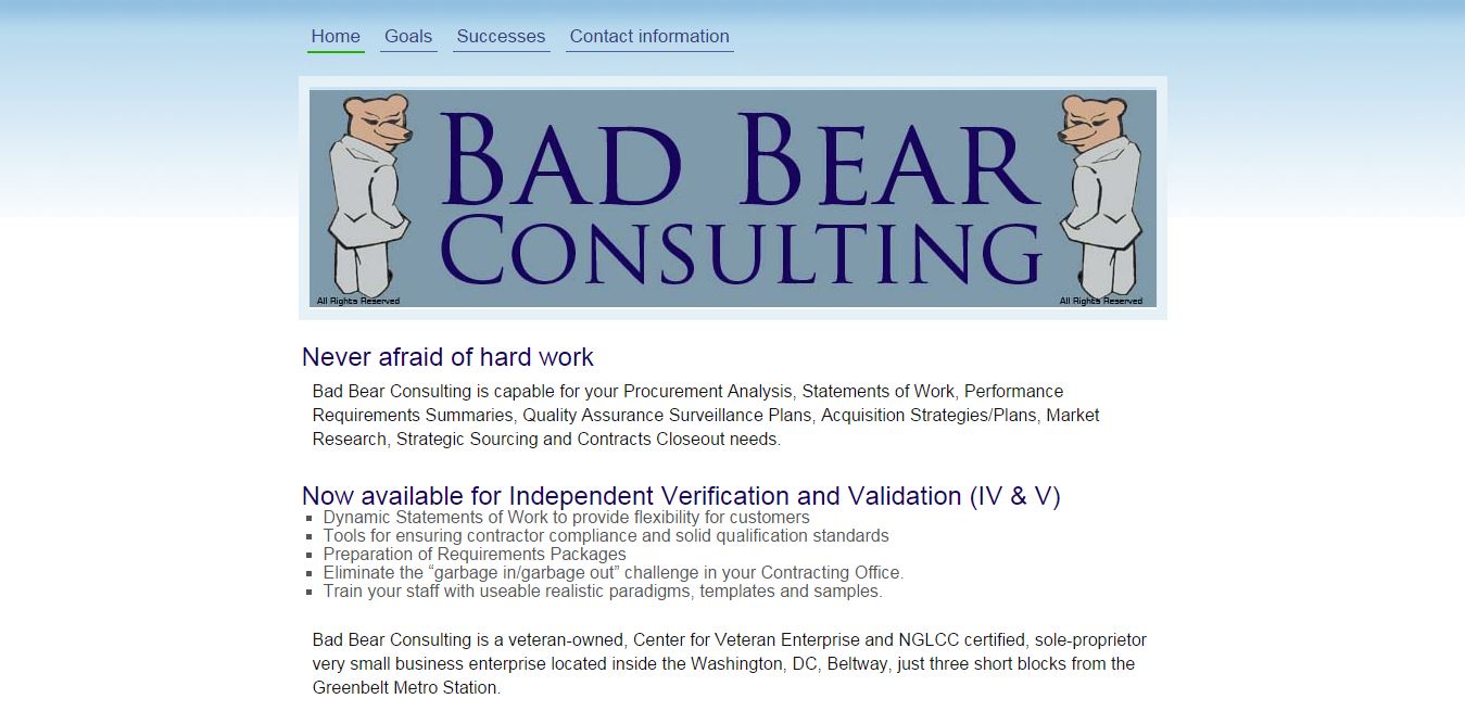 Bad Bear Consulting website